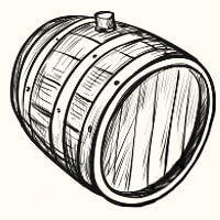 Small production oak wine barrel illustration